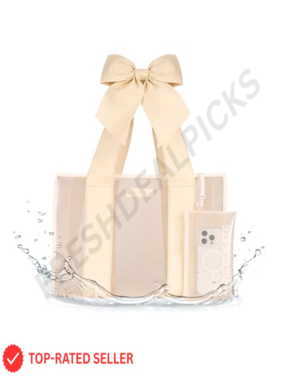 Waterproof Raffia Tote Bag with Bow Detail Large Travel Beach Bag